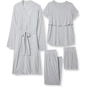 imageAmazon Essentials Womens Soft Modal Nursing Maternity Sleepwear Pajama Bundle 4 PieceMedium Grey Heather