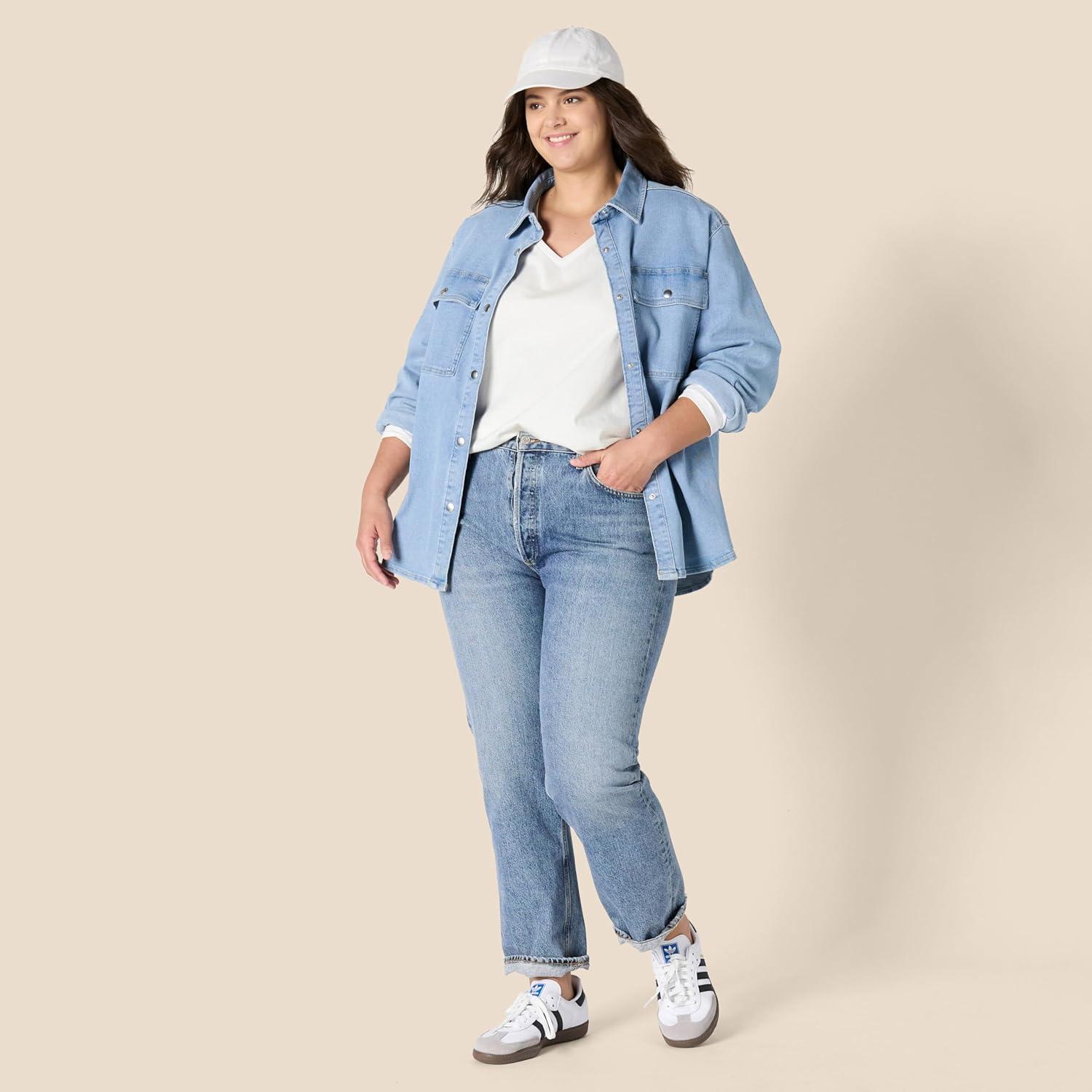 imageAmazon Essentials Womens 100 Cotton RegularFit LongSleeve VNeck TShirtWhite