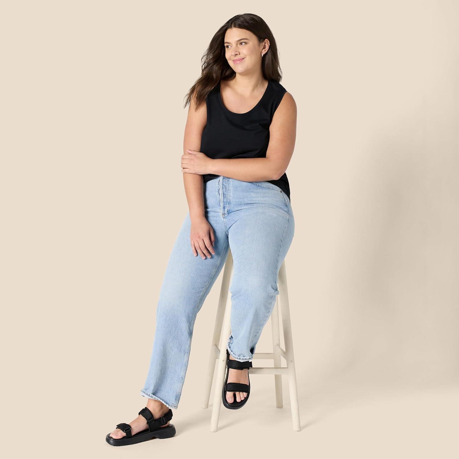 imageAmazon Essentials Womens RegularFit 100 Cotton Sleeveless Tank Top Pack of 2Black