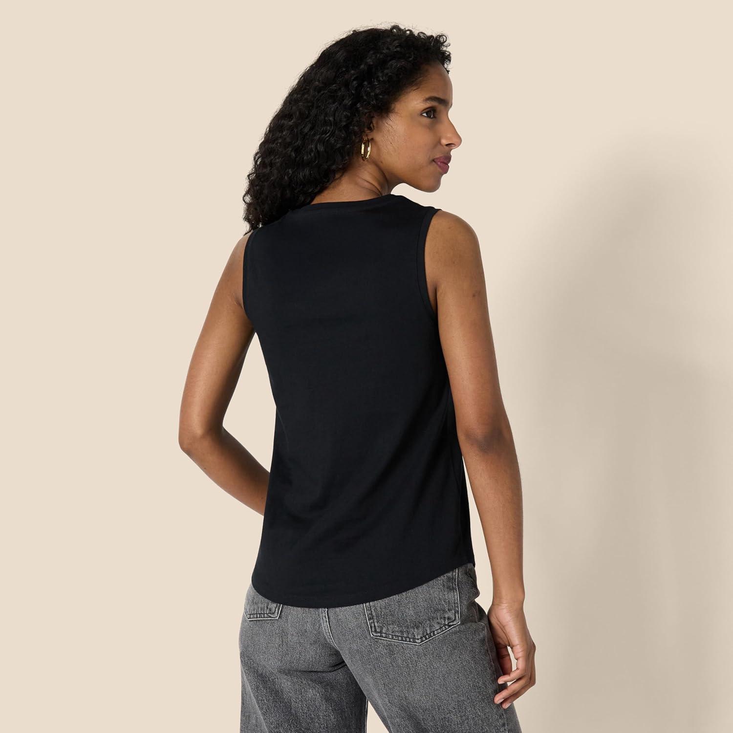 imageAmazon Essentials Womens RegularFit 100 Cotton Sleeveless Tank Top Pack of 2BlackCharcoal Heather