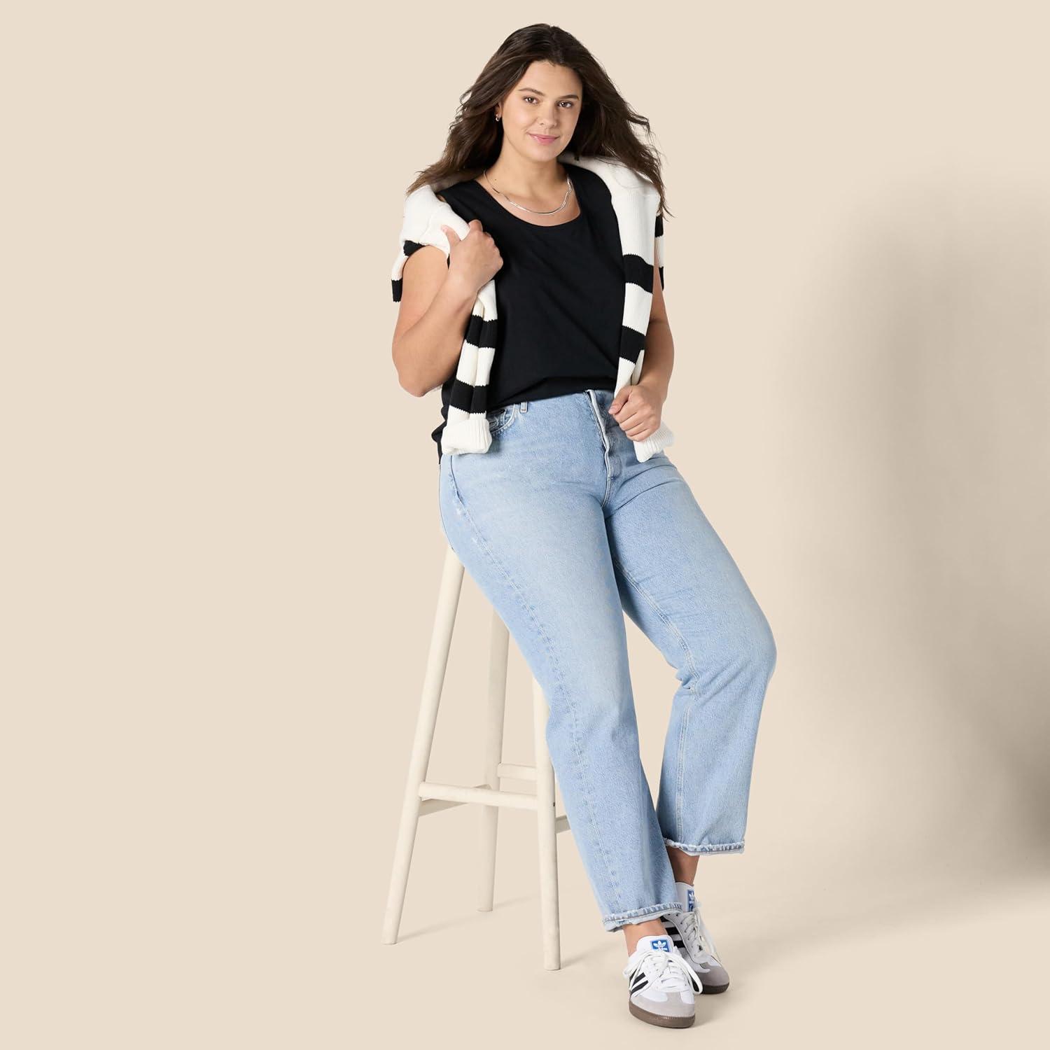 imageAmazon Essentials Womens RegularFit 100 Cotton Sleeveless Tank Top Pack of 2BlackCharcoal Heather