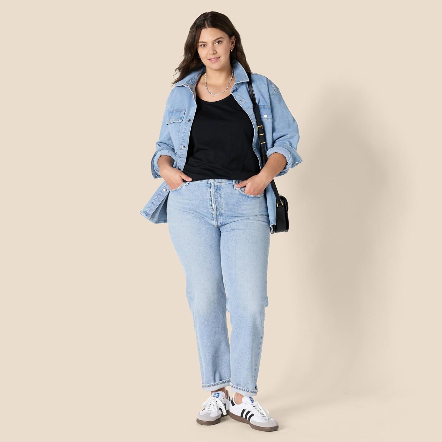 imageAmazon Essentials Womens RegularFit 100 Cotton Sleeveless Tank Top Pack of 2BlackWhite