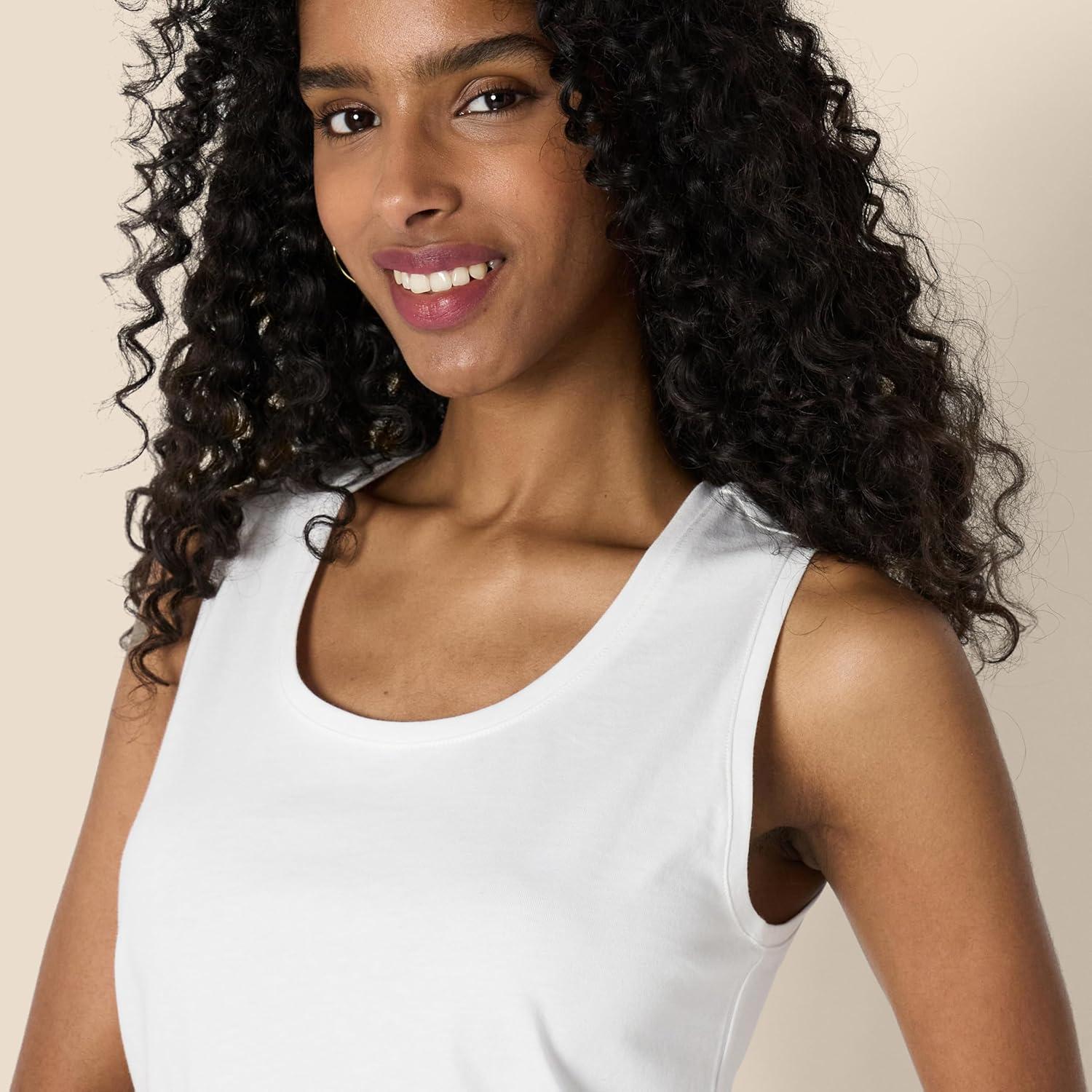 imageAmazon Essentials Womens RegularFit 100 Cotton Sleeveless Tank Top Pack of 2BlackWhite