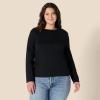 imageAmazon Essentials Womens 100 Cotton RegularFit LongSleeve Crewneck TShirtBlack
