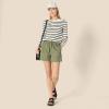 imageAmazon Essentials Womens 100 Cotton RegularFit LongSleeve Crewneck TShirtEggshell White Black Mariner Stripe