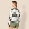 imageAmazon Essentials Womens 100 Cotton RegularFit LongSleeve Crewneck TShirtEggshell White Black Mariner Stripe