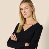 imageAmazon Essentials Womens 100 Cotton RegularFit LongSleeve VNeck TShirtBlack