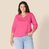 imageAmazon Essentials Womens 100 Cotton RegularFit LongSleeve VNeck TShirtHot Pink