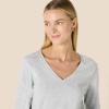 imageAmazon Essentials Womens 100 Cotton RegularFit LongSleeve VNeck TShirtLight Grey Heather