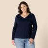 imageAmazon Essentials Womens 100 Cotton RegularFit LongSleeve VNeck TShirtNavy