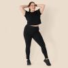 imageAmazon Essentials Womens Active Soft Cotton Crewneck Short Sleeve Yoga Workout Lightweight Cropped TShirtBlack