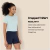 imageAmazon Essentials Womens Active Soft Cotton Crewneck Short Sleeve Yoga Workout Lightweight Cropped TShirtLight Blue