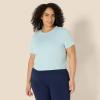 imageAmazon Essentials Womens Active Soft Cotton Crewneck Short Sleeve Yoga Workout Lightweight Cropped TShirtLight Blue