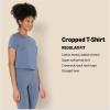 imageAmazon Essentials Womens Active Soft Cotton Crewneck Short Sleeve Yoga Workout Lightweight Cropped TShirtSlate Grey