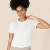 imageAmazon Essentials Womens Active Soft Cotton Crewneck Short Sleeve Yoga Workout Lightweight Cropped TShirtWhite