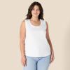 imageAmazon Essentials Womens RegularFit 100 Cotton Sleeveless Tank Top Pack of 2White
