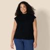 imageAmazon Essentials Womens RegularFit Cap Sleeve Pullover Mock Neck Sweater TopBlack
