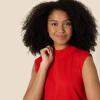 imageAmazon Essentials Womens RegularFit Cap Sleeve Pullover Mock Neck Sweater TopBright Poppy Red