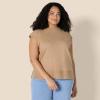 imageAmazon Essentials Womens RegularFit Cap Sleeve Pullover Mock Neck Sweater TopCamel Heather