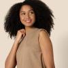 imageAmazon Essentials Womens RegularFit Cap Sleeve Pullover Mock Neck Sweater TopCamel Heather