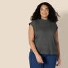 imageAmazon Essentials Womens RegularFit Cap Sleeve Pullover Mock Neck Sweater TopCharcoal Heather