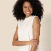 imageAmazon Essentials Womens RegularFit Cap Sleeve Pullover Mock Neck Sweater TopEggshell White