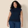 imageAmazon Essentials Womens RegularFit Cap Sleeve Pullover Mock Neck Sweater TopNavy