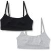 imageAmazon Essentials Womens Cotton Jersey Pull on Scoop Bralette Pack of 2BlackGrey Heather