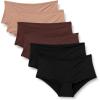 imageAmazon Essentials Womens Microfiber Boyshort Pack of 6BlackRich HazelWashed Bronze