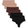 imageAmazon Essentials Womens Microfiber High Waisted Thong Pack of 6BlackRich HazelWashed Bronze
