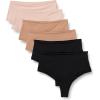 imageAmazon Essentials Womens Microfiber High Waisted Thong Pack of 6BlackWashed BronzeSoft Petal