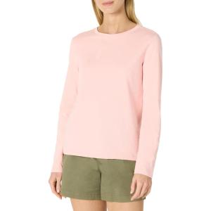 imageAmazon Essentials Womens 100 Cotton RegularFit LongSleeve Crewneck TShirtRose