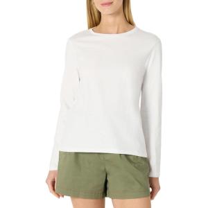 imageAmazon Essentials Womens 100 Cotton RegularFit LongSleeve Crewneck TShirtWhite