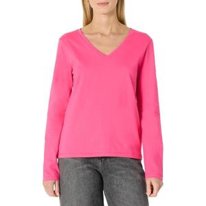 imageAmazon Essentials Womens 100 Cotton RegularFit LongSleeve VNeck TShirtHot Pink