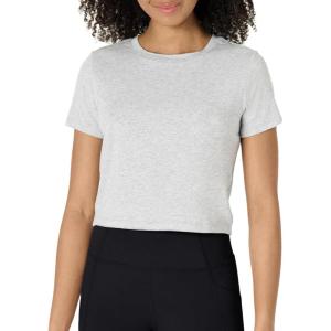 imageAmazon Essentials Womens Active Soft Cotton Crewneck Short Sleeve Yoga Workout Lightweight Cropped TShirtLight Grey Heather