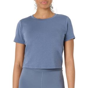 imageAmazon Essentials Womens Active Soft Cotton Crewneck Short Sleeve Yoga Workout Lightweight Cropped TShirtSlate Grey