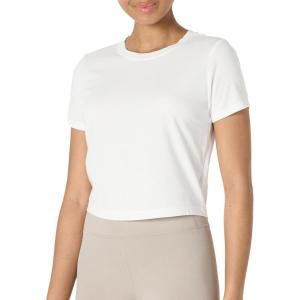imageAmazon Essentials Womens Active Soft Cotton Crewneck Short Sleeve Yoga Workout Lightweight Cropped TShirtWhite