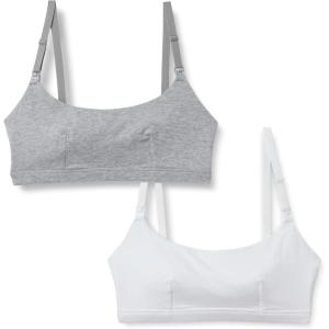imageAmazon Essentials Womens Cotton Jersey Comfort Nursing Bra Pack of 2Grey HeatherWhite