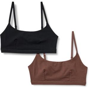 imageAmazon Essentials Womens Cotton Jersey Pull on Scoop Bralette Pack of 2BlackRich Hazel