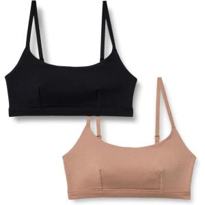 imageAmazon Essentials Womens Cotton Jersey Pull on Scoop Bralette Pack of 2BlackWashed Bronze