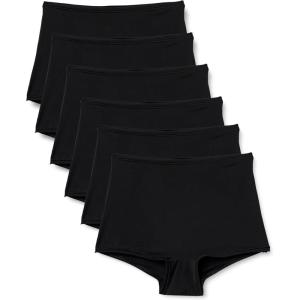 imageAmazon Essentials Womens Microfiber High Waisted Boyshort Pack of 6Black
