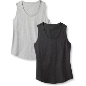 imageAmazon Essentials Womens RegularFit 100 Cotton Sleeveless Tank Top Pack of 2CharcoalLight Grey Heather