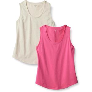 imageAmazon Essentials Womens RegularFit 100 Cotton Sleeveless Tank Top Pack of 2Hot PinkOatmeal Heather
