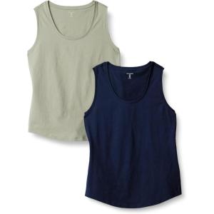 imageAmazon Essentials Womens RegularFit 100 Cotton Sleeveless Tank Top Pack of 2NavySage Green