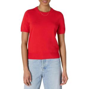 imageAmazon Essentials Womens RegularFit Short Sleeve Pullover Sweater TopBright Poppy Red