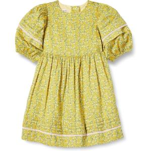 imageAmazon Essentials Girls and Toddlers 100 Cotton PuffSleeve Fit ampamp Flare DressLemon Posey Floral
