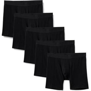 imageAmazon Essentials Mens Cotton Jersey Boxer Shorts Underwear Pack of 5Black