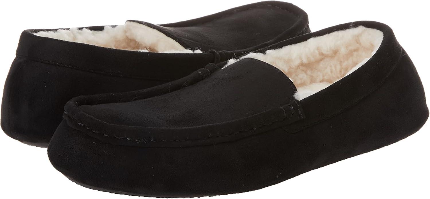 imageAmazon Essentials Mens Microsuede Moccasin SlippersBlack Microsuede