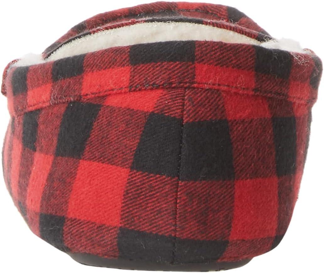 imageAmazon Essentials Mens Microsuede Moccasin SlippersBlack Red Buffalo Check