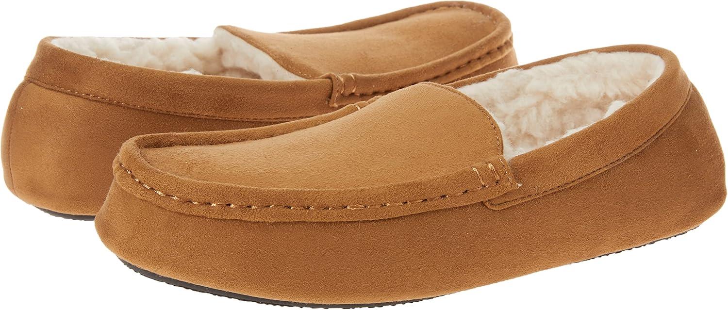 imageAmazon Essentials Mens Microsuede Moccasin SlippersCamel Microsuede